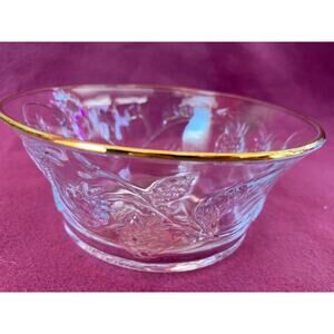 Vintage Candy Dish Raspberry Leaf Embossed Gold Trim France